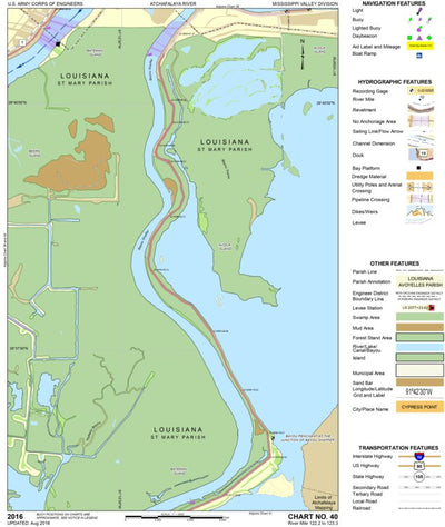 US Army Corps of Engineers Atchafalaya River Chart 40 - Avoca Island, LA digital map