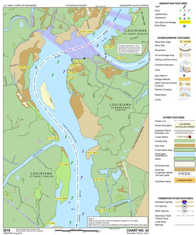 US Army Corps of Engineers Atchafalaya River Chart 42 - Lower Atchafalaya below Sweet Bay digital map