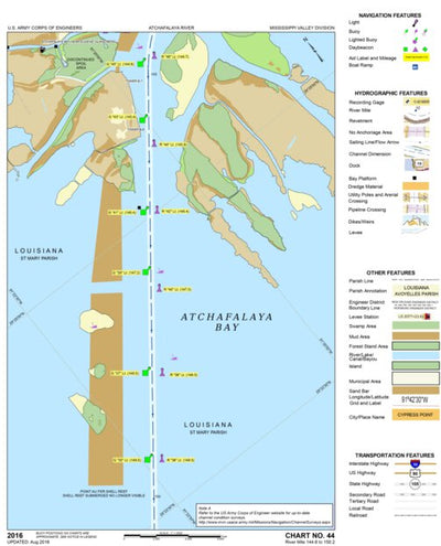 US Army Corps of Engineers Atchafalaya River Chart 44 - Atchafalaya Bay digital map