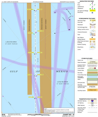 US Army Corps of Engineers Atchafalaya River Chart 47 - Gulf of Mexico 2 digital map