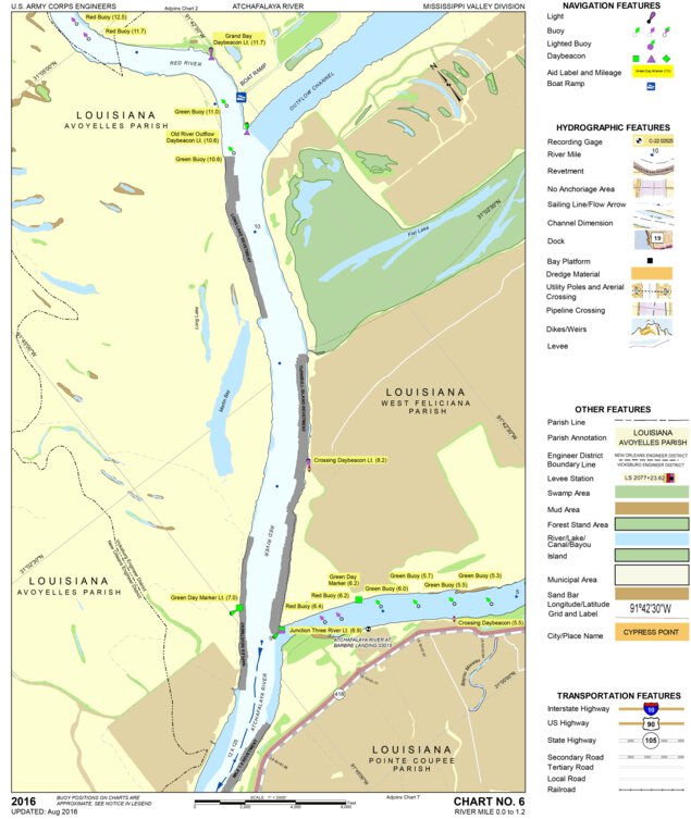 Atchafalaya River Chart 6 - Avoyelles Parish / West Feliciana Parish ...