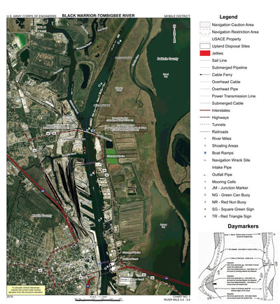 US Army Corps of Engineers Black Warrior-Tombigbee River Navigation Chart 1 (Mile 0 - 5.6) digital map