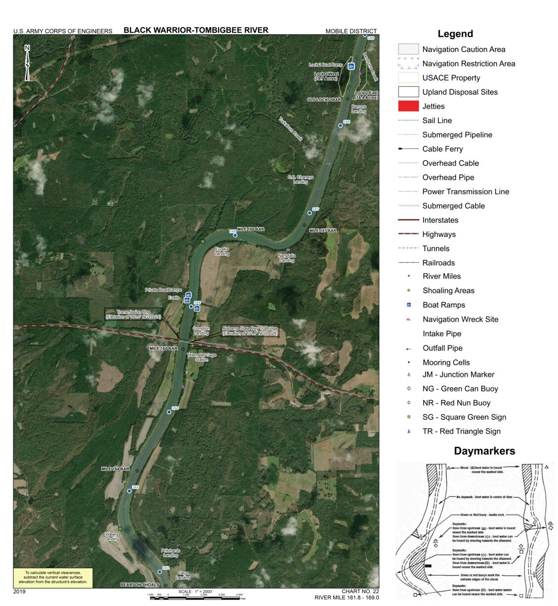 Black Warrior-Tombigbee River Navigation Chart 22 (Mile 161.8 - 169.0 ...