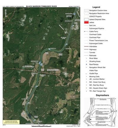US Army Corps of Engineers Black Warrior-Tombigbee River Navigation Chart 22 (Mile 161.8 - 169.0) digital map