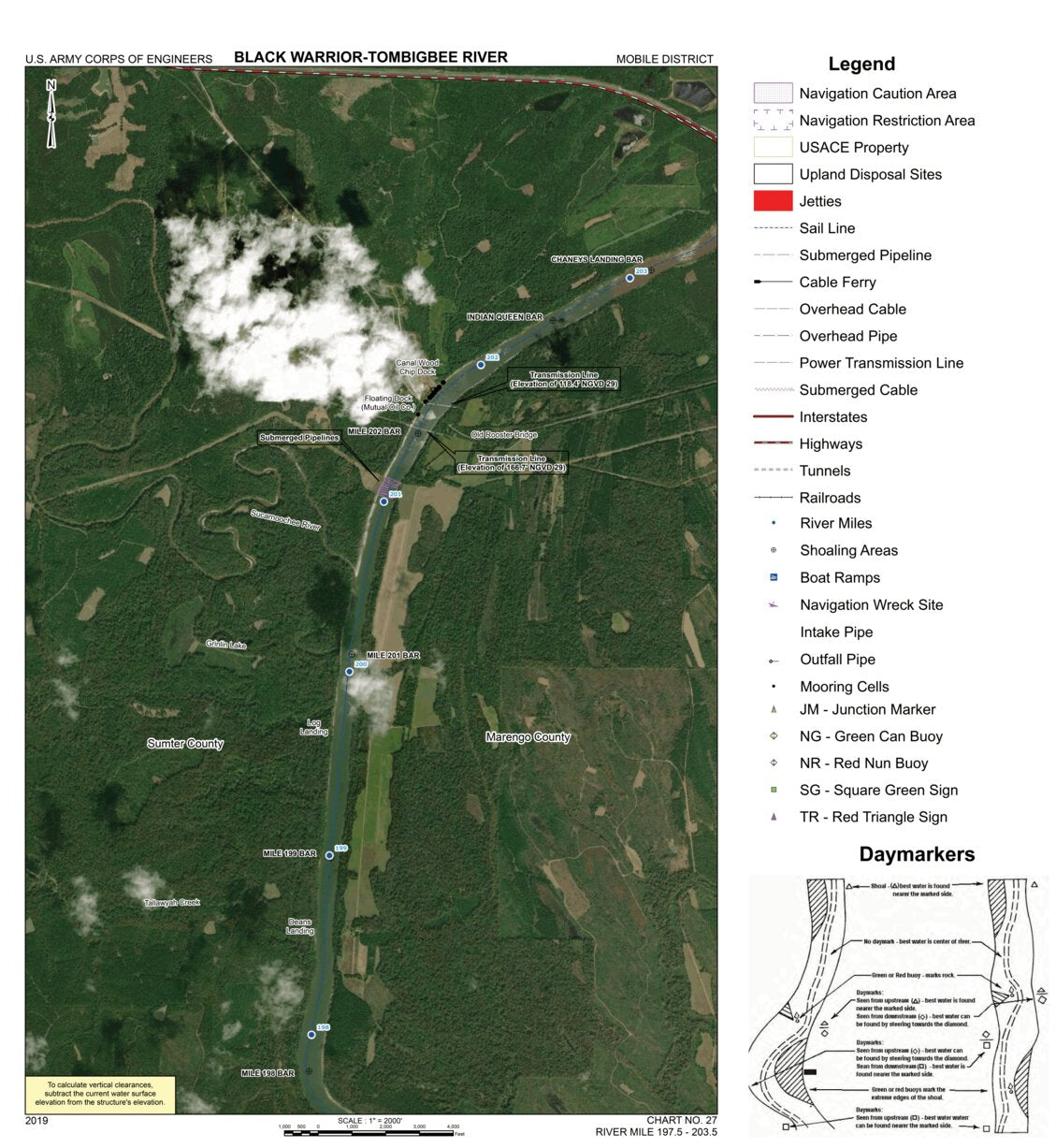 Black Warrior-Tombigbee River Navigation Chart 27 (Mile 197.5 - 203.5 ...