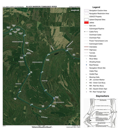 US Army Corps of Engineers Black Warrior-Tombigbee River Navigation Chart 32 (Mile 238.5 - 249.8) digital map