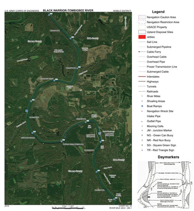 US Army Corps of Engineers Black Warrior-Tombigbee River Navigation Chart 33 (Mile 249.8 - 260.1) digital map