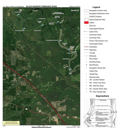 US Army Corps of Engineers Black Warrior-Tombigbee River Navigation Chart 37 (Mile 289.3 - 296.5) digital map