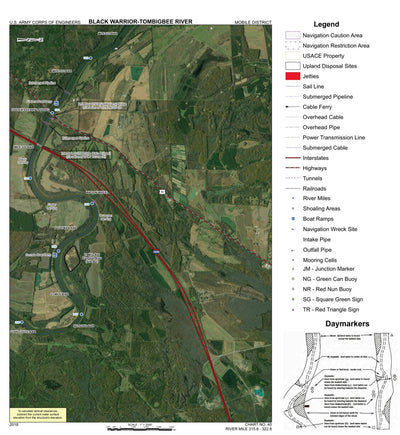US Army Corps of Engineers Black Warrior-Tombigbee River Navigation Chart 40 (Mile 315.8 - 322.8) digital map
