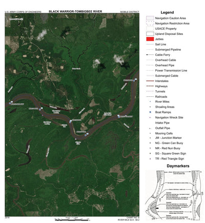 US Army Corps of Engineers Black Warrior-Tombigbee River Navigation Chart 8 (Mile 52.8 - 58.2) digital map