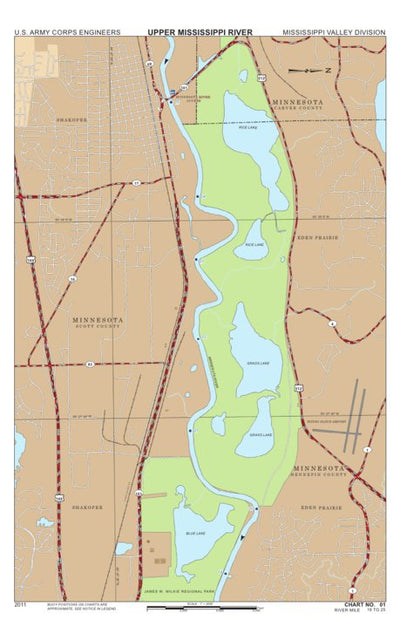 US Army Corps of Engineers Chart 1 - Minnesota River Miles 25-19 digital map