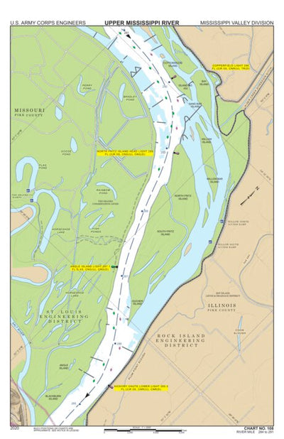 US Army Corps of Engineers Chart 108 - Upper Mississippi River Miles 291-284 digital map