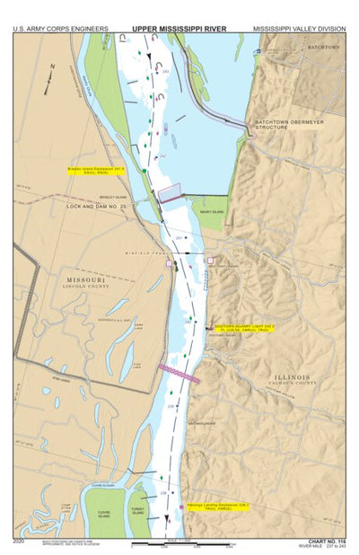 US Army Corps of Engineers Chart 116 - Upper Mississippi River Miles 243-237 digital map