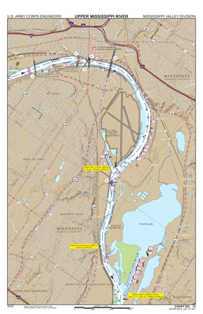 US Army Corps of Engineers Chart 12 - Upper Mississippi River Miles 841-834 digital map