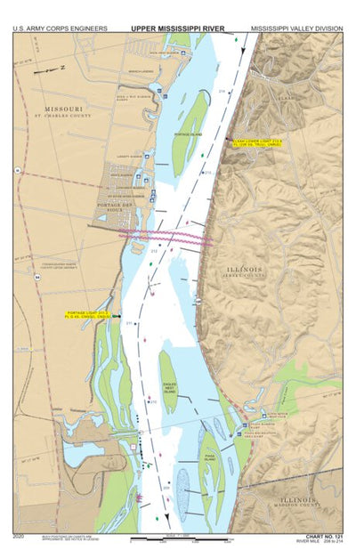 US Army Corps of Engineers Chart 121 - Upper Mississippi River Miles 214-208 digital map