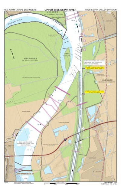 US Army Corps of Engineers Chart 124 - Upper Mississippi River Miles 196-189 digital map