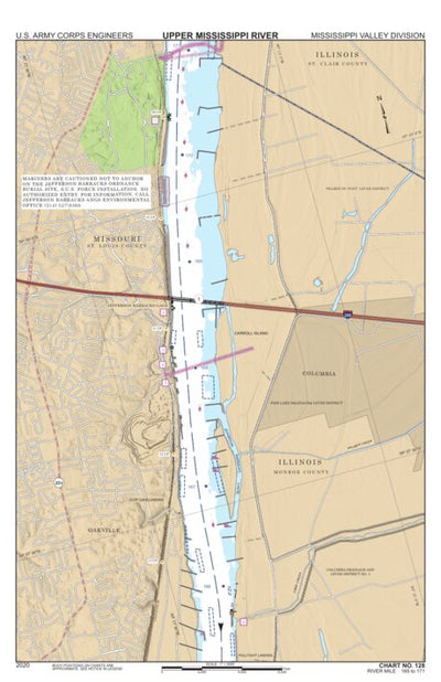 US Army Corps of Engineers Chart 128 - Upper Mississippi River Miles 171-165 digital map