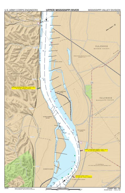 US Army Corps of Engineers Chart 134 - Upper Mississippi River Miles 136-130 digital map