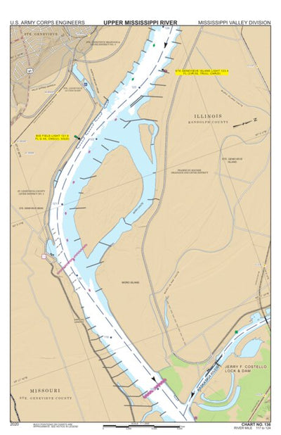 US Army Corps of Engineers Chart 136 - Upper Mississippi River Miles 124-117 digital map