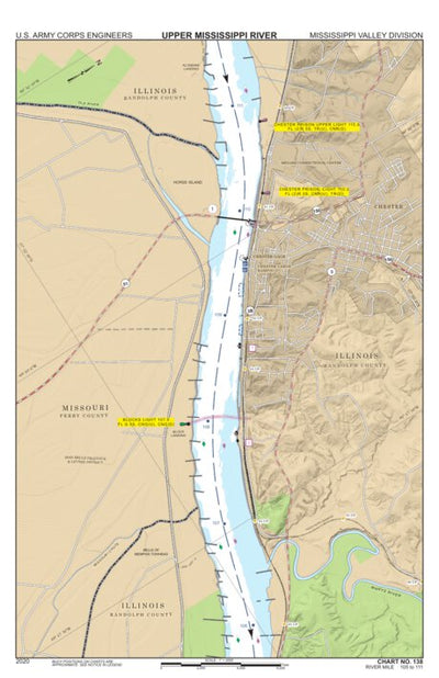 US Army Corps of Engineers Chart 138 - Upper Mississippi River Miles 111-105 digital map