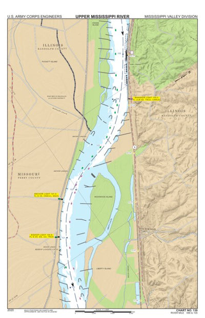 US Army Corps of Engineers Chart 139 - Upper Mississippi River Miles 105-099 digital map