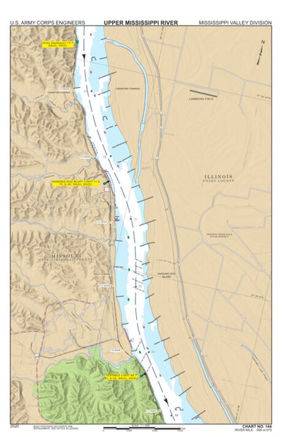 US Army Corps of Engineers Chart 144 - Upper Mississippi River Miles 073-068 digital map