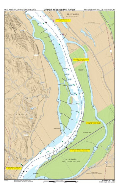 US Army Corps of Engineers Chart 146 - Upper Mississippi River Miles 062-054 digital map