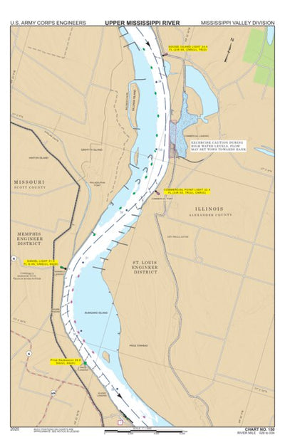 US Army Corps of Engineers Chart 150 - Upper Mississippi River Miles 034-028 digital map