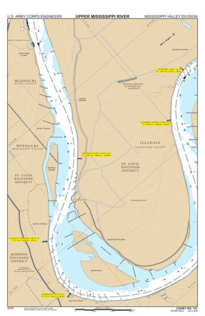 US Army Corps of Engineers Chart 151 - Upper Mississippi River Miles 028-021 digital map