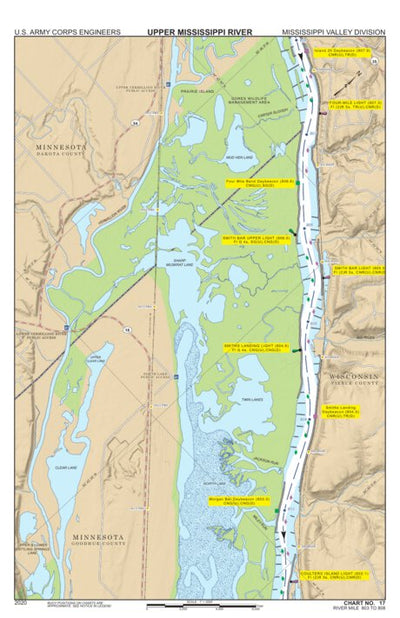 US Army Corps of Engineers Chart 17 - Upper Mississippi River Miles 808-803 digital map