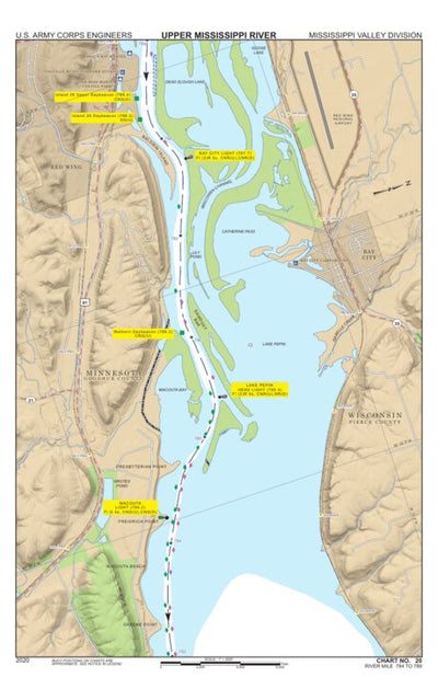 US Army Corps of Engineers Chart 20 - Upper Mississippi River Miles 789-784 digital map