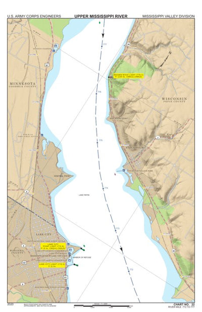 US Army Corps of Engineers Chart 22 - Upper Mississippi River Miles 777-772 digital map