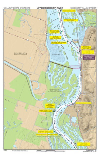 US Army Corps of Engineers Chart 26 - Upper Mississippi River Miles 755-749 digital map