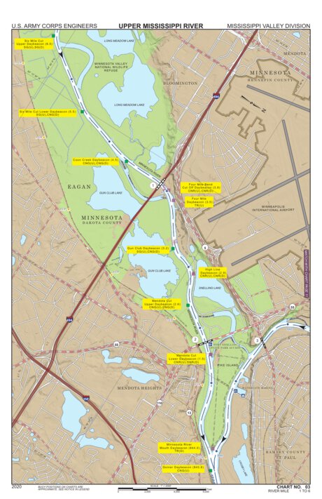 US Army Corps of Engineers Chart 3 - Minnesota River Miles 6-1 digital map