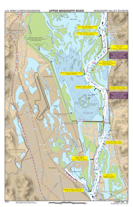 US Army Corps of Engineers Chart 30 - Upper Mississippi River Miles 732-726 digital map