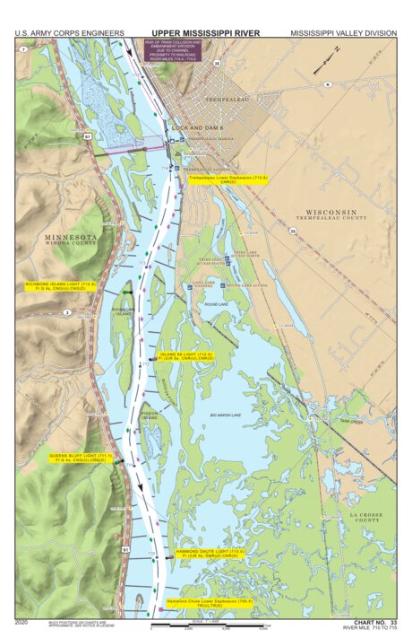 US Army Corps of Engineers Chart 33 - Upper Mississippi River Miles 715-710 digital map