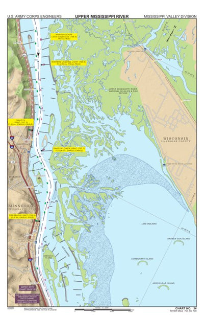 US Army Corps of Engineers Chart 34 - Upper Mississippi River Miles 709-704 digital map