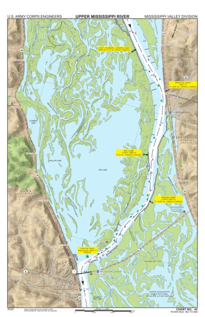 US Army Corps of Engineers Chart 42 - Upper Mississippi River Miles 669-663 digital map