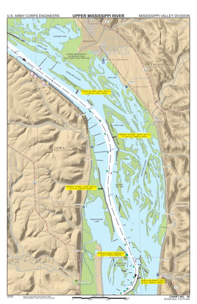 US Army Corps of Engineers Chart 50 - Upper Mississippi River Miles 624-618 digital map