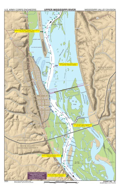 US Army Corps of Engineers Chart 51 - Upper Mississippi River Miles 618-612 digital map