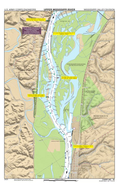 US Army Corps of Engineers Chart 52 - Upper Mississippi River Miles 612-607 digital map