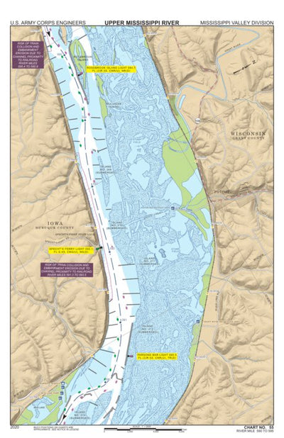 US Army Corps of Engineers Chart 55 - Upper Mississippi River Miles 595-590 digital map