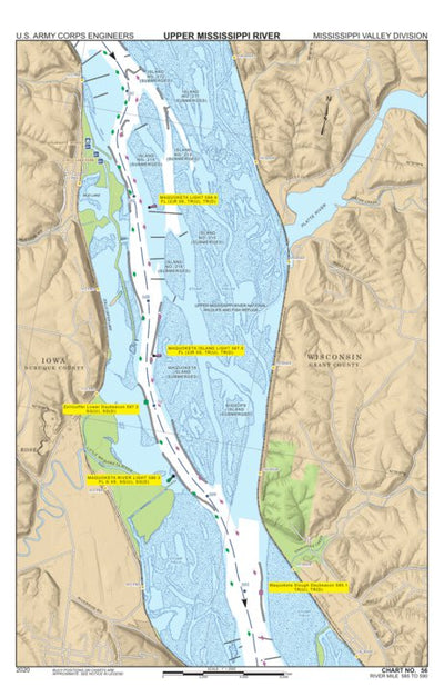 US Army Corps of Engineers Chart 56 - Upper Mississippi River Miles 590-585 digital map