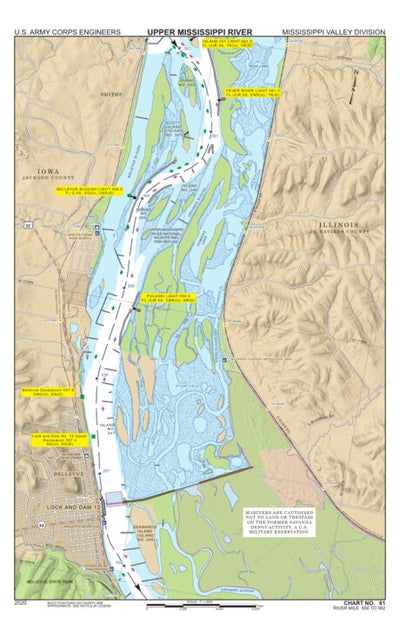 US Army Corps of Engineers Chart 61 - Upper Mississippi River Miles 562-556 digital map