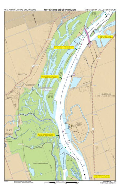 US Army Corps of Engineers Chart 70 - Upper Mississippi River Miles 511-505 digital map