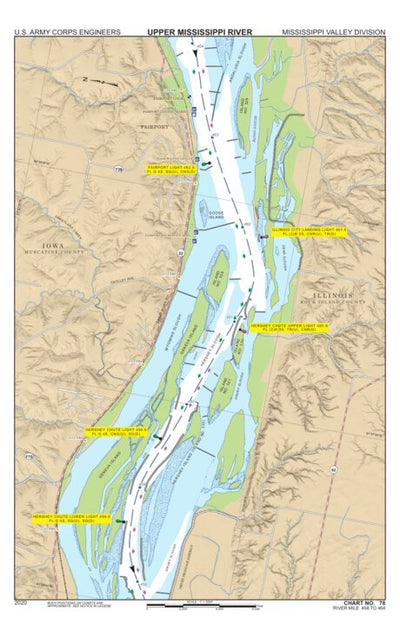 US Army Corps of Engineers Chart 78 - Upper Mississippi River Miles 464-458 digital map