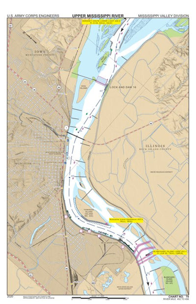 US Army Corps of Engineers Chart 79 - Upper Mississippi River Miles 458-452 digital map