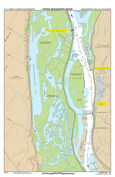 US Army Corps of Engineers Chart 82 - Upper Mississippi River Miles 440-435 digital map