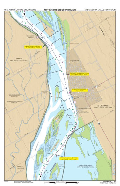 US Army Corps of Engineers Chart 86 - Upper Mississippi River Miles 419-413 digital map