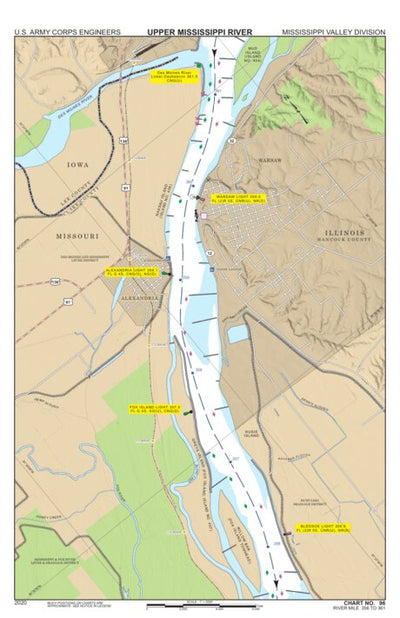 US Army Corps of Engineers Chart 96 - Upper Mississippi River Miles 361-356 digital map